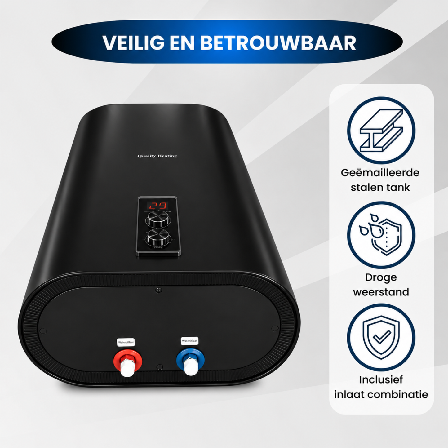 80 Liter QH dual tank elektrische boiler met digitale bediening