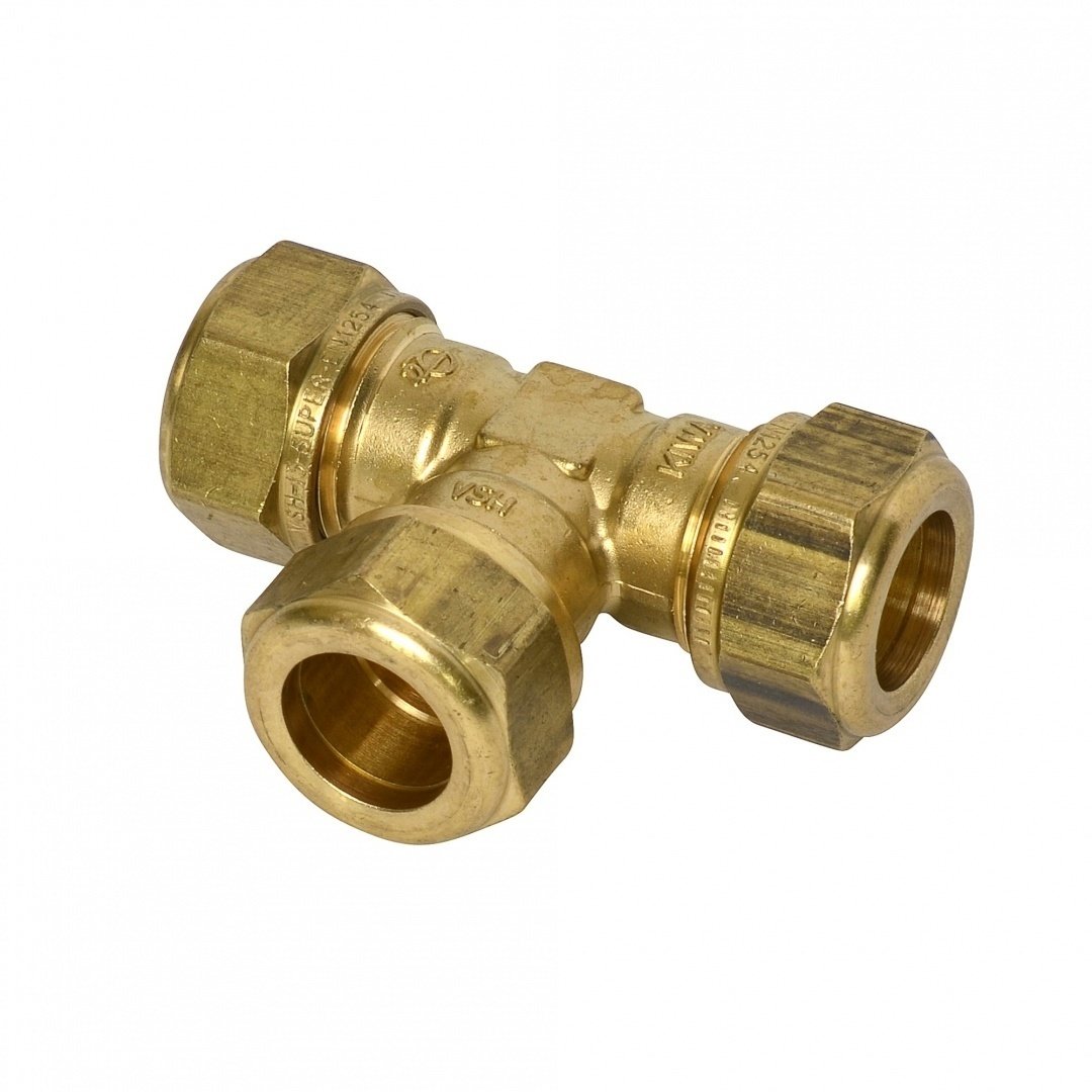 Pièce en T Bonfix® laiton 90°, 3x compression, 15 mm