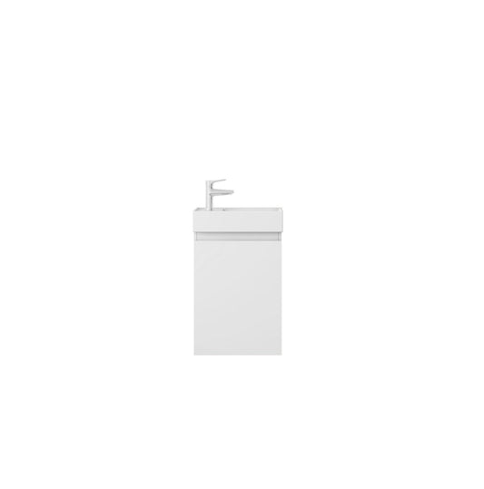Nurion Meuble de toilette Lotte - lavabo blanc brillant et armoire en bois blanc - 41 x 22,5 x 65 cm