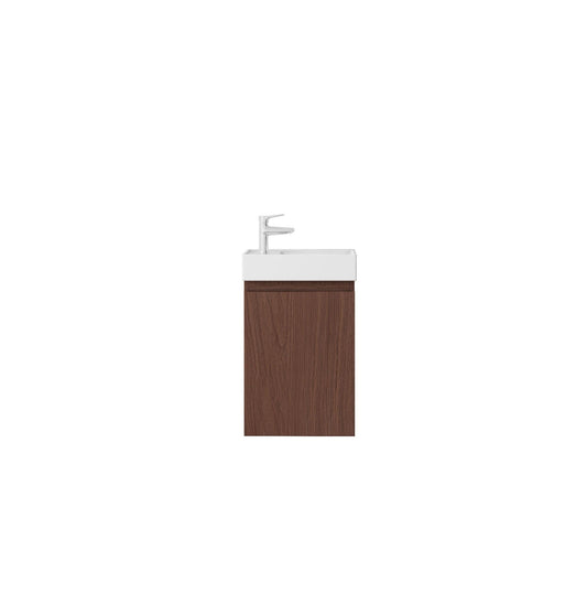 Nurion Meuble de toilette Finn - lavabo blanc brillant et armoire en bois foncé - 41 x 22,5 x 65 cm