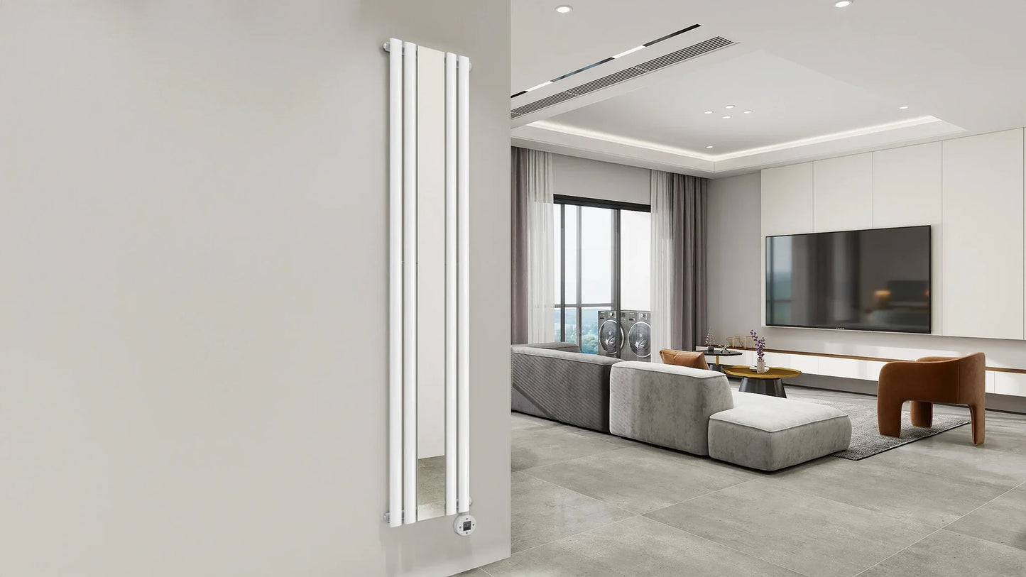 Radiateur électrique vertical blanc avec miroir 1200W NeoTherm