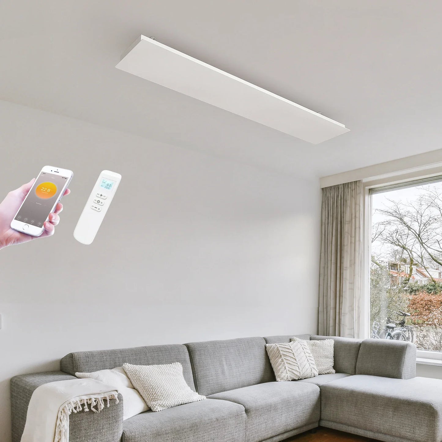 Panneau infrarouge Wifi QH-ThermoAura Série 1150 watts 87x33 cm