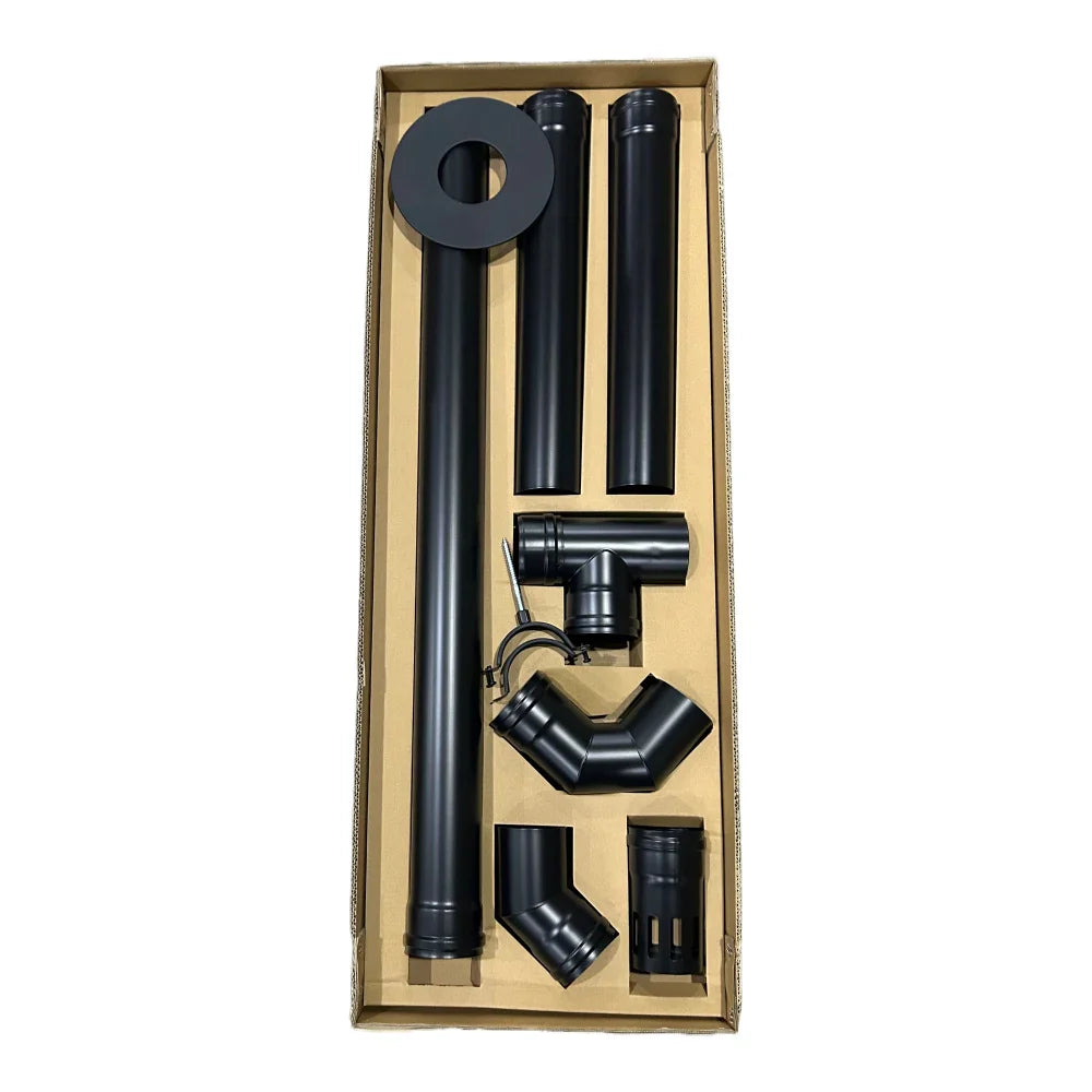 Ensemble de tuyaux de poêle à granulés - Ø 80 mm - acier au carbone - solution complète