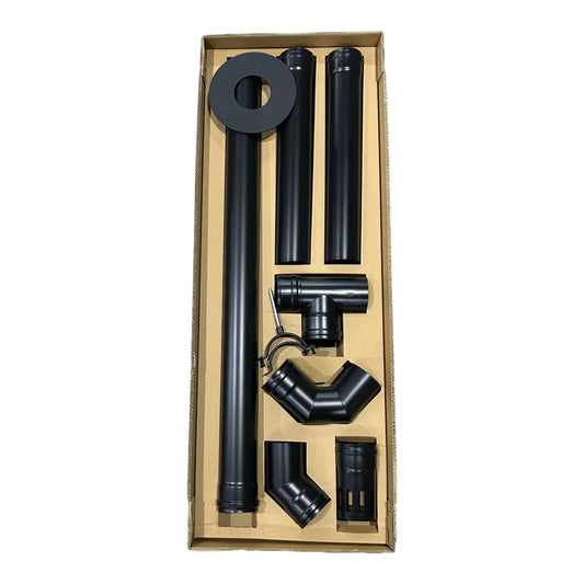 Ensemble de tuyaux de poêle à granulés - Ø 80 mm - acier au carbone - solution complète