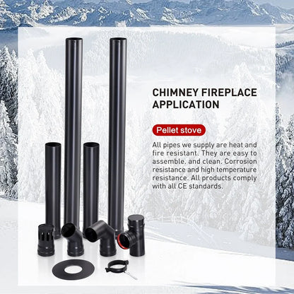 Ensemble de tuyaux de poêle à granulés - Ø 80 mm - acier au carbone - solution complète