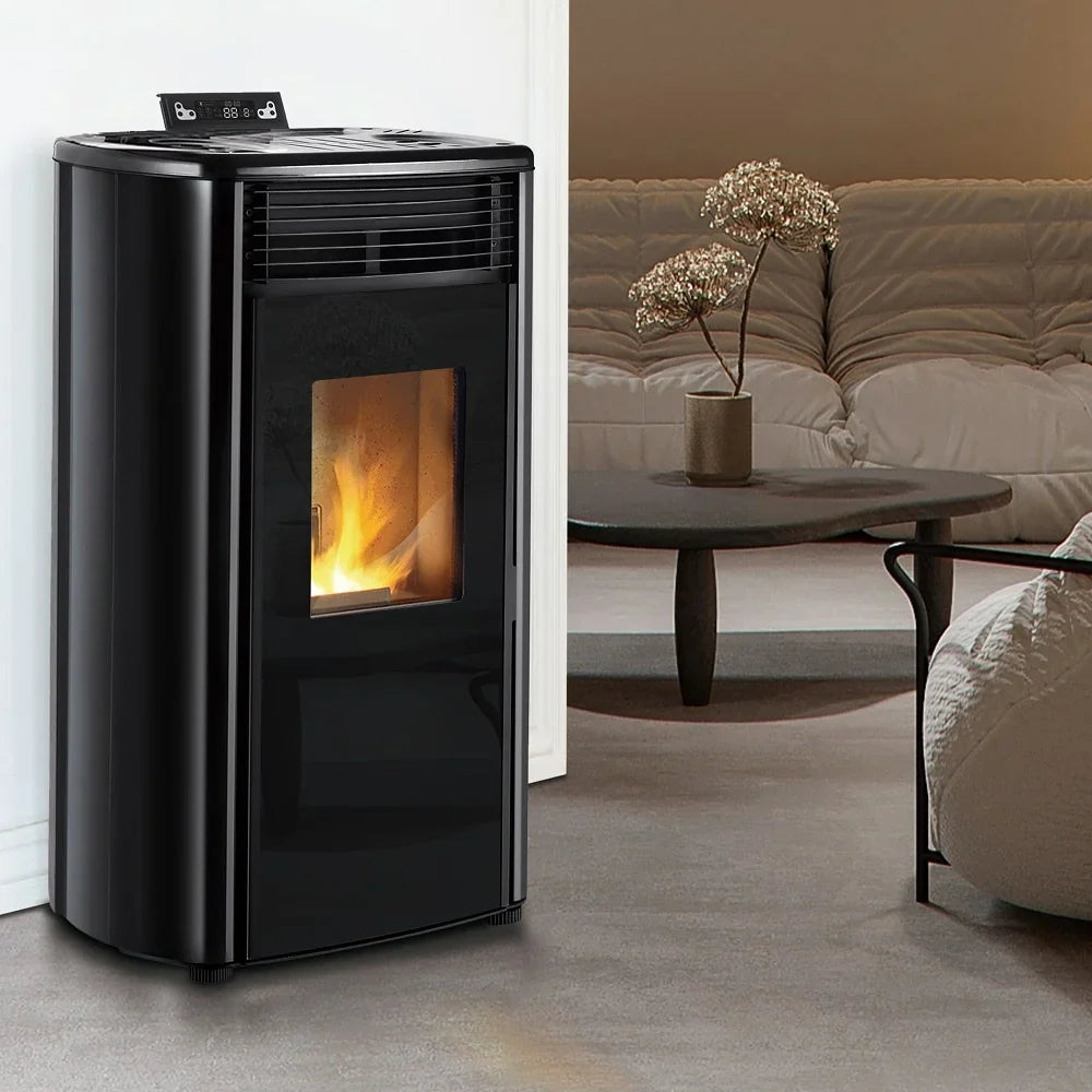Poêle à granulés - 9,9 kW - pour 80-100 m² - 5 niveaux - minuterie - CR9 - double porte