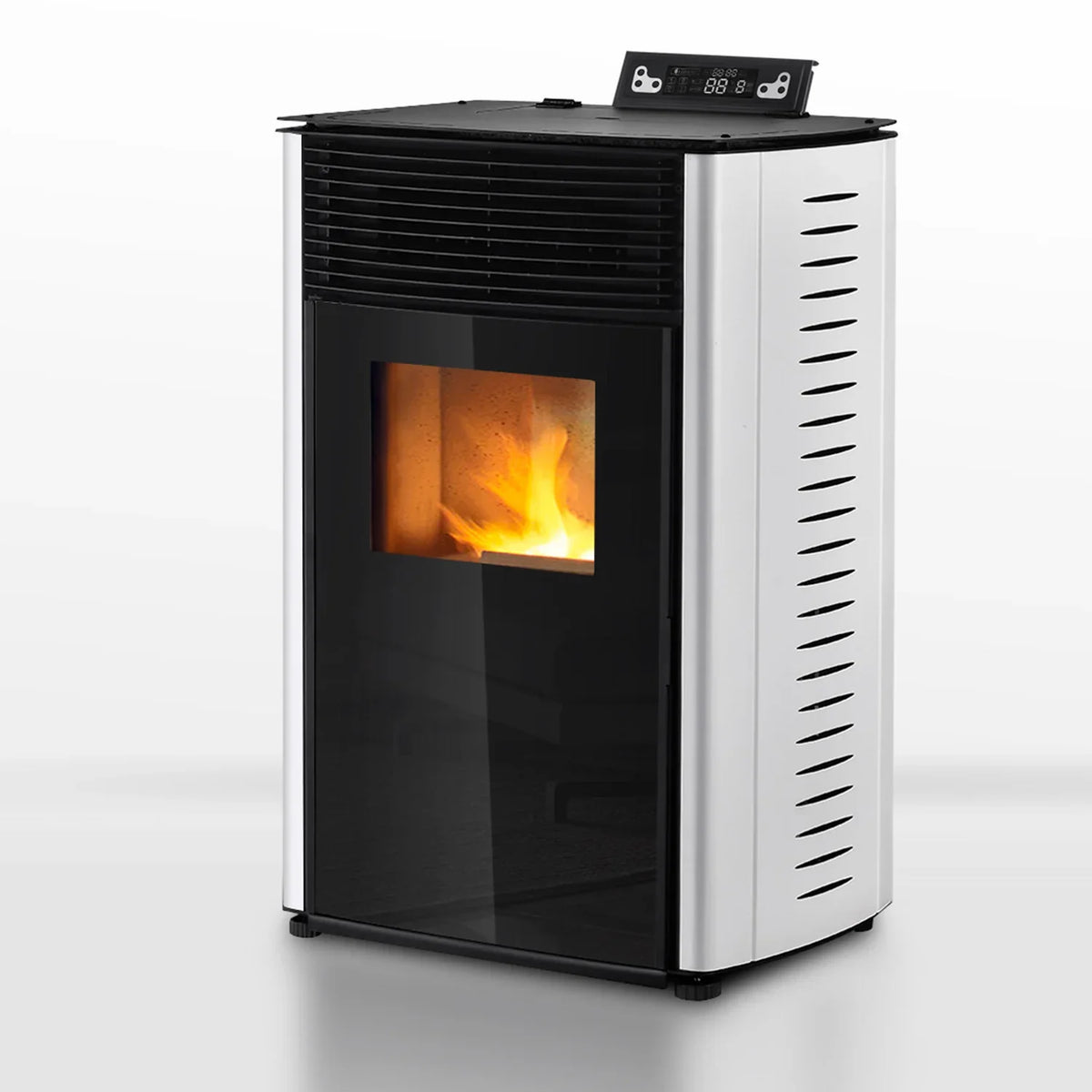 Poêle à pellets - 13.1kW - pour 80-100 m2 - 5 niveaux - minuterie - CR04 Blanc