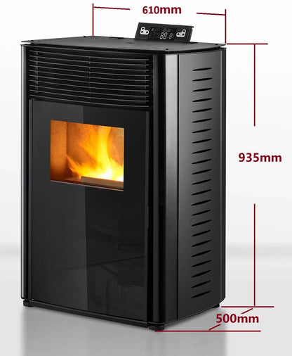 Poêle à granulés - 13.1kW - pour 80-100 m2 - 5 niveaux - minuterie - CR04 Noir
