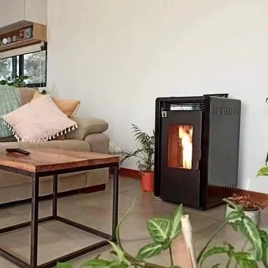 Poêle à granulés - 13.1kW - pour 80-100 m2 - 5 niveaux - minuterie - CR04 Noir