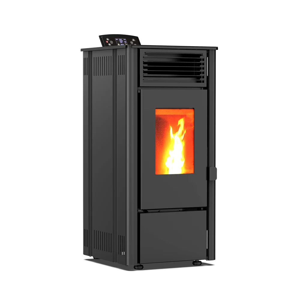 Poêle à granulés - 7,7 kW 70-80 m² - 5 niveaux - minuterie - KM0805A - Noir