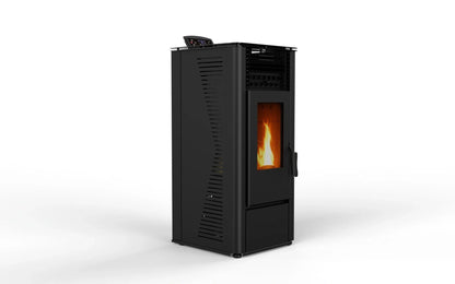 Poêle à granulés - 9,6 kW 80 -90 m² - 5 niveaux - minuterie - KM1009A - Noir