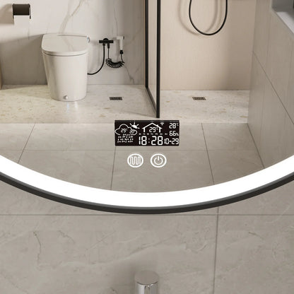 Miroir rond 100cm cadre noir avec éclairage LED, anti-buée et wifi