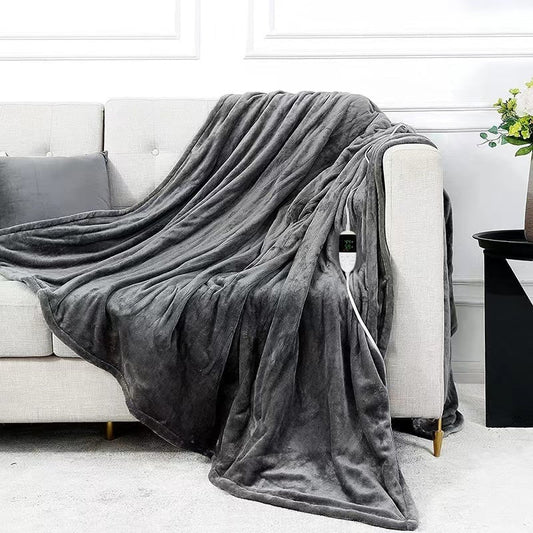 Couverture électrique - Couverture chauffante - 1 personne - 180x150 cm - Polaire - Gris