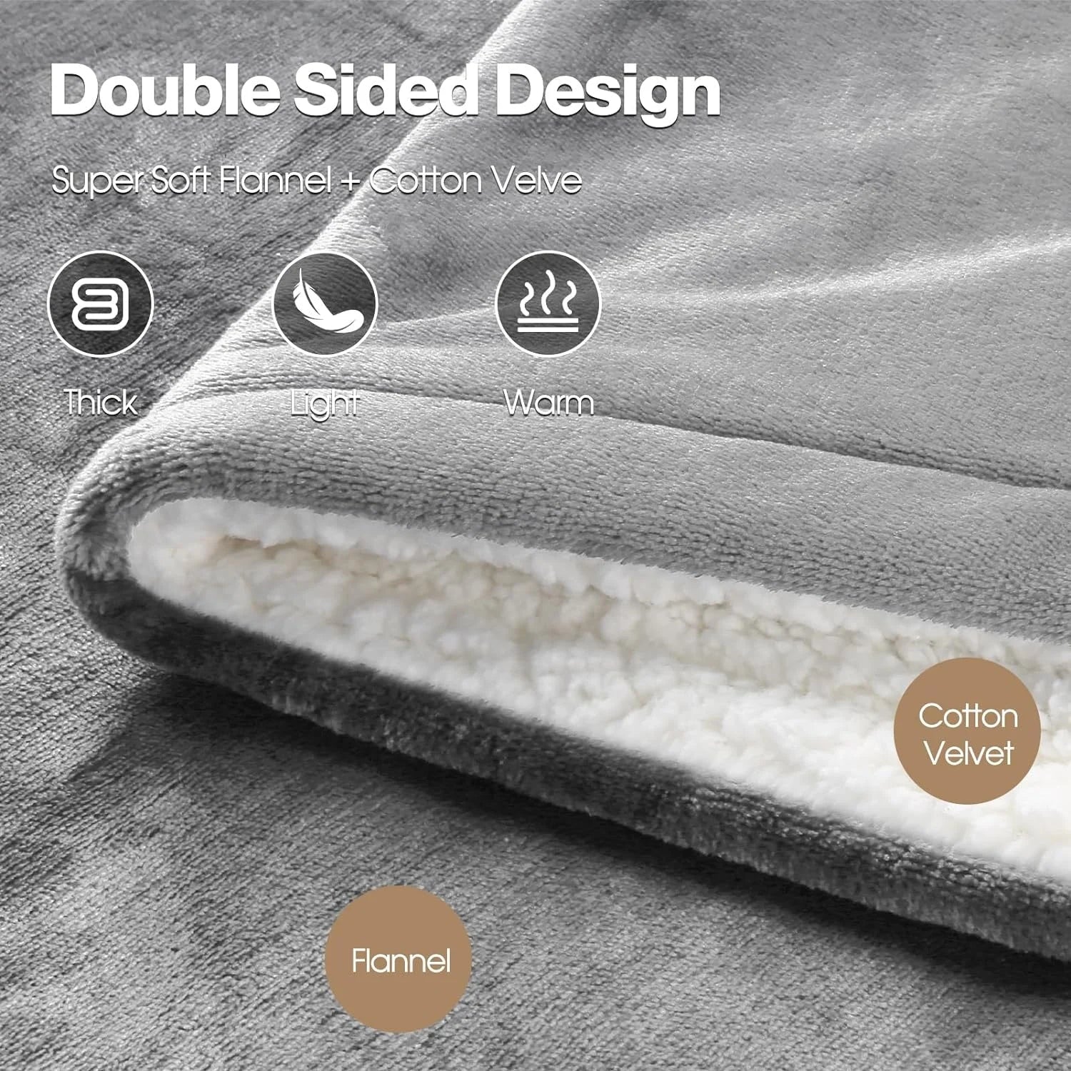 Couverture électrique - Couverture chauffante - 1 personne - 180x150 cm - Polaire - Gris