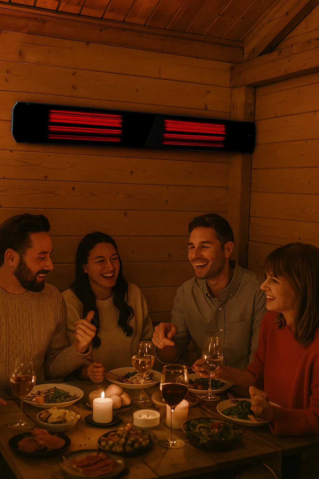 Chauffage de terrasse infrarouge Calore noir réglable 1600 - 2200Watt