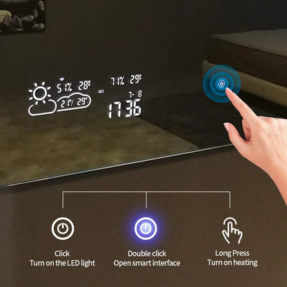 Miroir intelligent avec éclairage LED chauffage infrarouge 60X120 500Watt