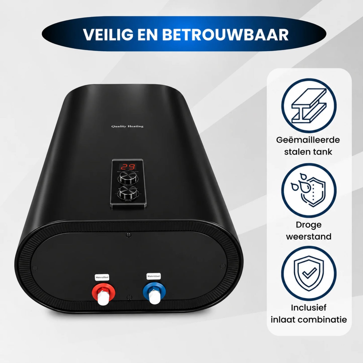 80 Liter QH dual tank elektrische boiler met digitale bediening