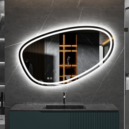 Tweedekans - Spiegel asymmetrisch inbouw led verlichting en anti-condens 120cm breed en 75cm hoog - Default