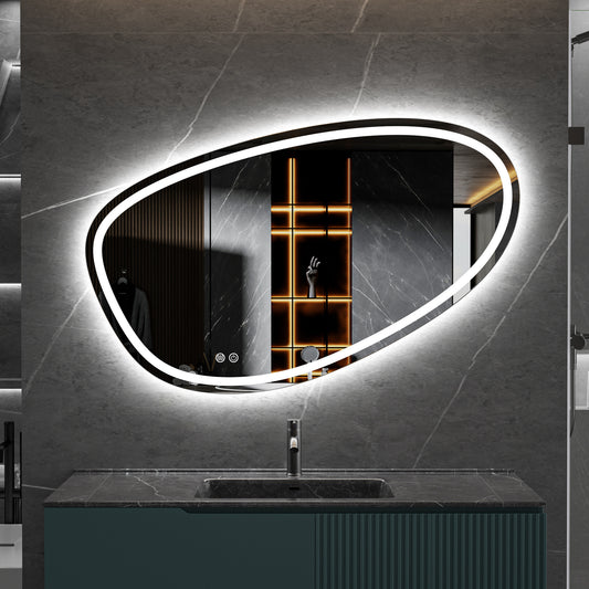 Tweedekans - Spiegel asymmetrisch inbouw led verlichting en anti-condens 120cm breed en 75cm hoog - Default