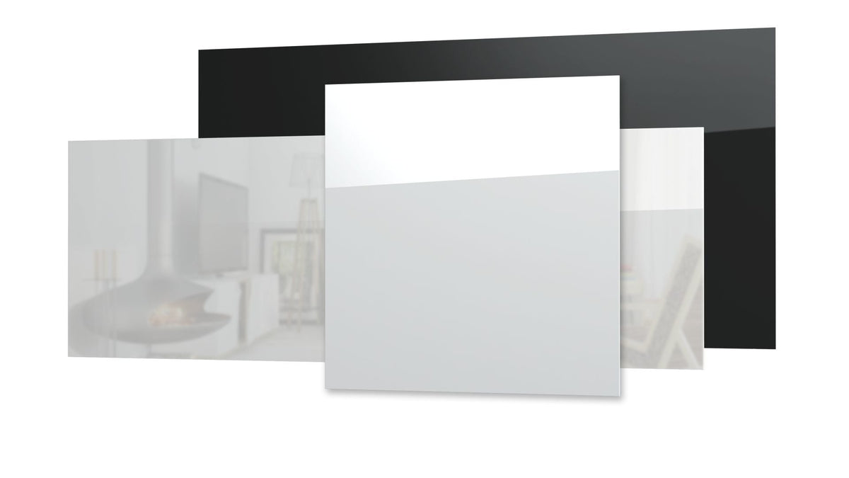 Seconde chance - Ecosun GS-Série panneaux infrarouges blanc ou noir mur ou plafond - Dimensions : 60 x 60 cm, 300 W, Finition : verre blanc, Porte-serviettes : sans porte-serviettes ni accessoires (seulement le panneau)