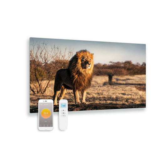 Tweedekans - Bedrukt glazen infrarood paneel met wifi en remote control leeuw 100x59 580Watt - Default