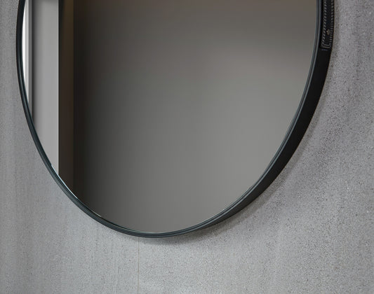 Tweedekans - Spiegel rond 80 cm met trendy riem zwart frame - Default