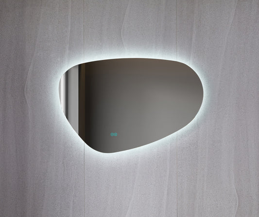 Tweedekans - Spiegel asymmetrisch organische led verlichting en anti-condens 90 cm breed en 60 cm hoog - Default