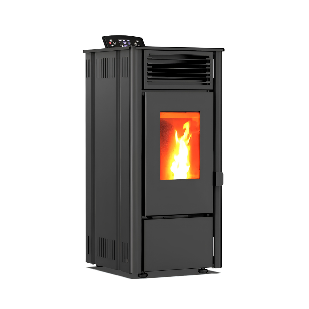 Poêle à granulés - 7,7 kW 70-80 m² - 5 niveaux - minuterie - KM0805A - Noir