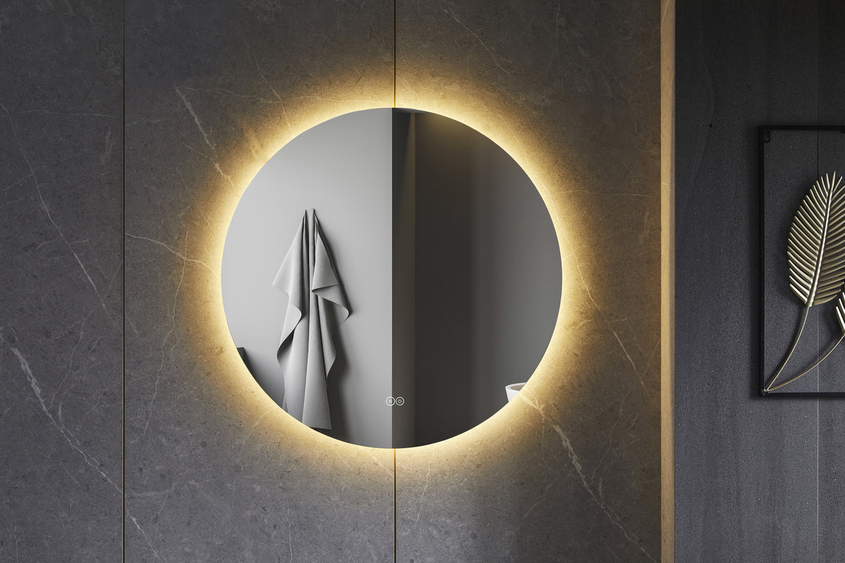 Seconde chance - Miroir rond 100 cm sans cadre, éclairage LED tout autour et anti-buée - Par défaut