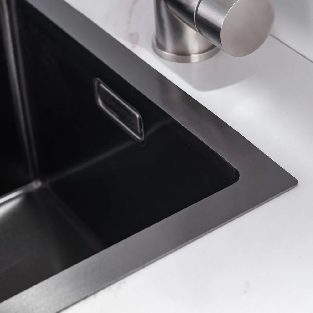 Tweedekans - Nurion Spoelbak Black Metal 34,5 x 34,5 – Spoelbak Keuken - Spoelbakken Keuken – Wasbak Keuken - zonder Kraangat RVS - Default