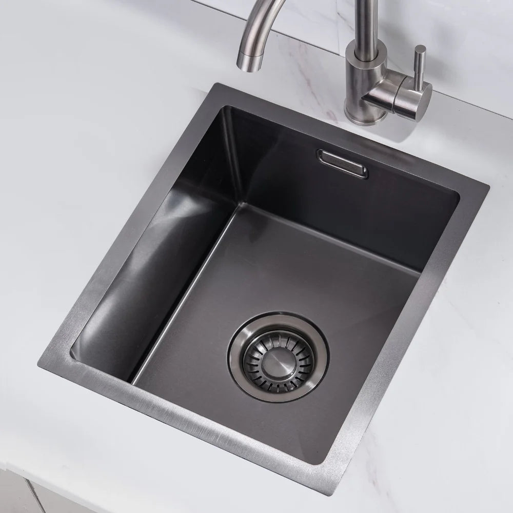 Tweedekans - Nurion Spoelbak Black Metal 34,5 x 34,5 – Spoelbak Keuken - Spoelbakken Keuken – Wasbak Keuken - zonder Kraangat RVS - Default