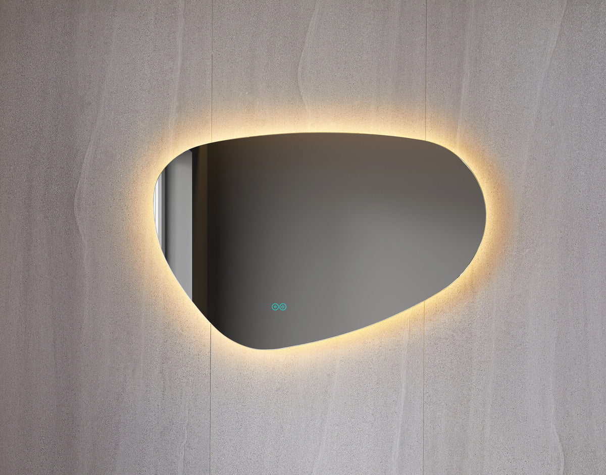 Tweedekans - Spiegel asymmetrisch organische led verlichting en anti-condens 60 cm breed en 40 cm hoog - Default