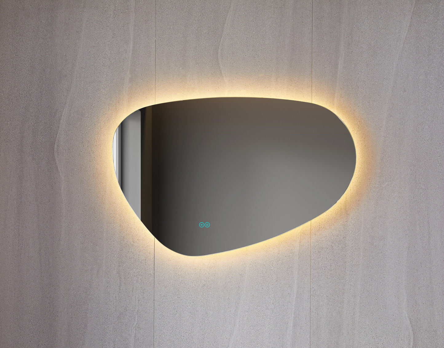 Tweedekans - Spiegel asymmetrisch organische led verlichting en anti-condens 60 cm breed en 40 cm hoog - Default