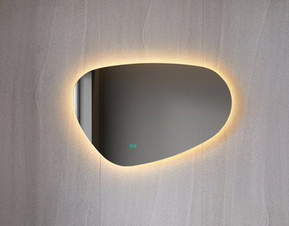 Tweedekans - Spiegel asymmetrisch organische led verlichting en anti-condens 60 cm breed en 40 cm hoog - Default