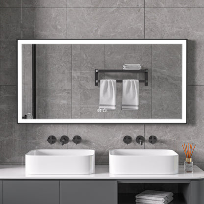 Tweedekans - Spiegel met zwart frame, led, anticondens 75 x 125cm - Default