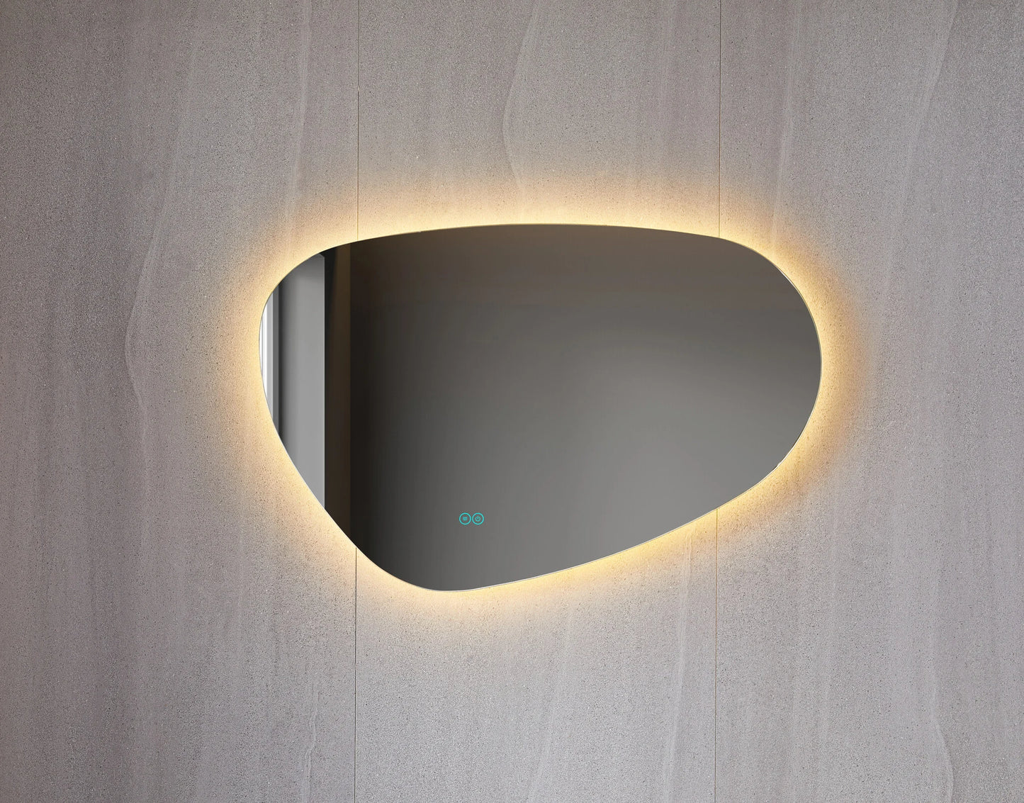 Tweedekans - Spiegel asymmetrisch organische led verlichting en anti-condens 90 cm breed en 60 cm hoog - Default