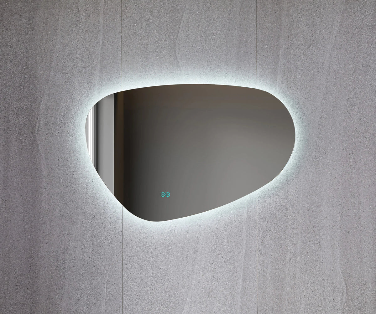 Tweedekans - Spiegel asymmetrisch organische led verlichting en anti-condens 90 cm breed en 60 cm hoog - Default