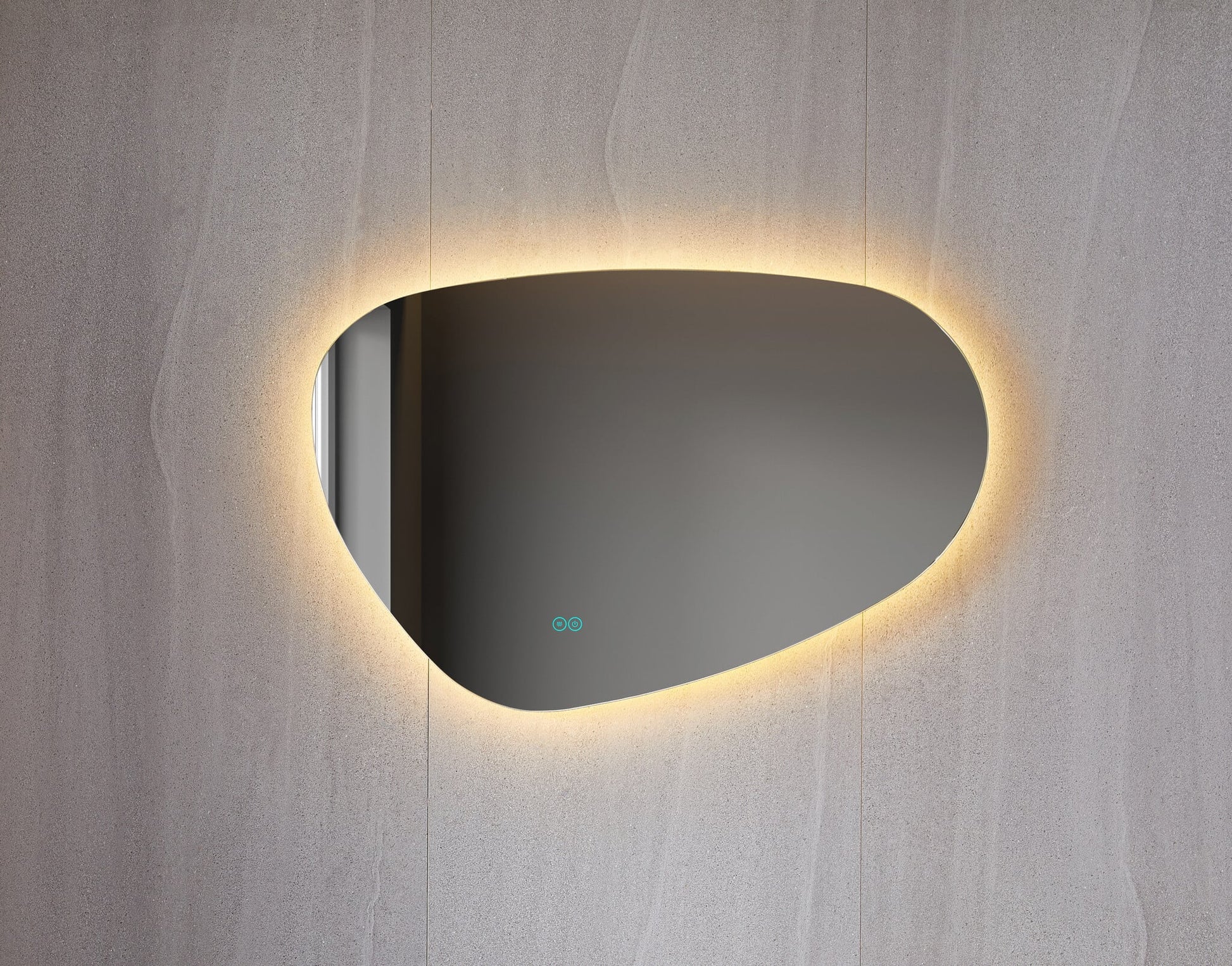 Spiegel asymmetrisch organische led verlichting en anti-condens 120 cm breed en 75 cm hoog