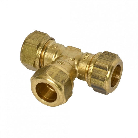 Pièce en T Bonfix® laiton 90°, 3x compression, 15 mm