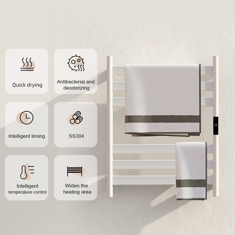 Radiateur sèche-serviettes électrique noir avec thermostat A-CS06G-W