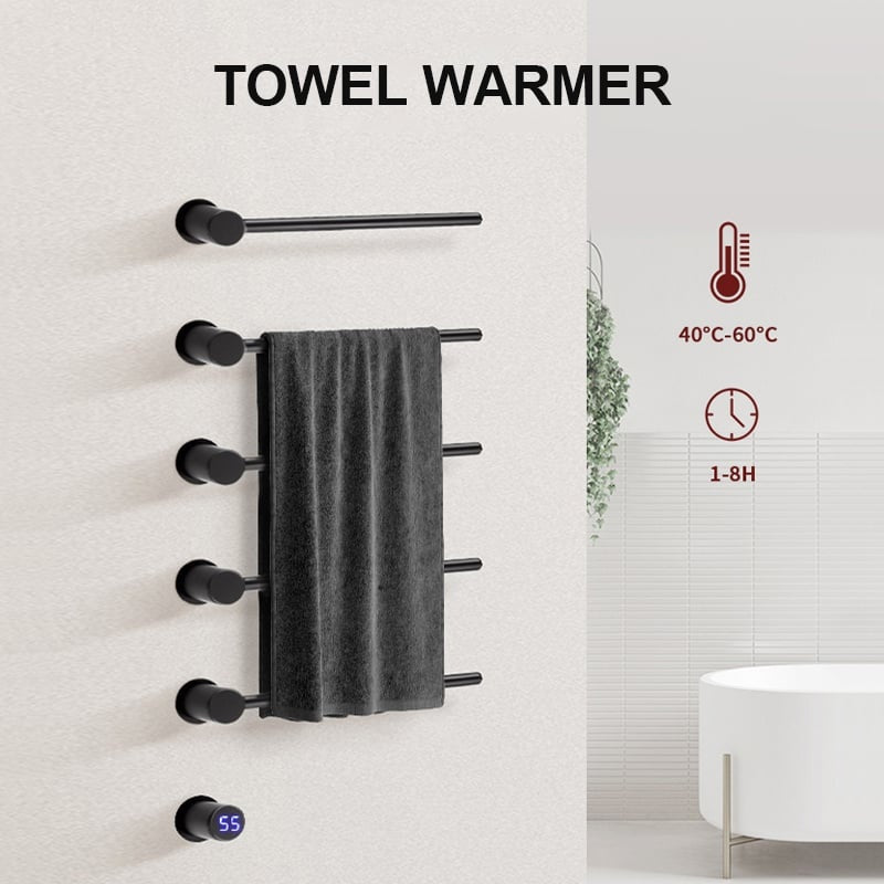 Radiateur sèche-serviettes électrique noir avec thermostat L-SR0005-B