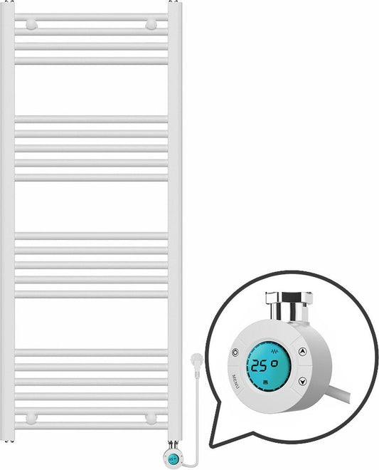 Radiateur Électrique pour Serviettes avec Thermostat Numérique - Radiateur Salle de Bain - 1200 × 500 mm - Blanc - 500 Watt