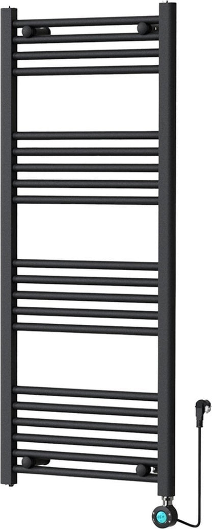 Radiateur Électrique pour Serviettes avec Thermostat Numérique - Radiateur de Salle de Bain - 1200 × 500 mm - Noir Mat - 500 Watt
