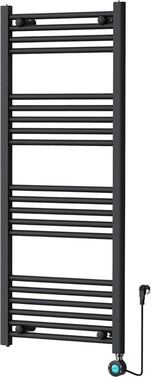 Radiateur Électrique pour Serviettes avec Thermostat Numérique - Radiateur de Salle de Bain - 1200 × 500 mm - Noir Mat - 500 Watt