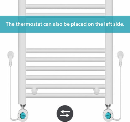 Radiateur Électrique pour Serviettes avec Thermostat Numérique - Radiateur Salle de Bain - 1200 × 500 mm - Blanc - 500 Watt