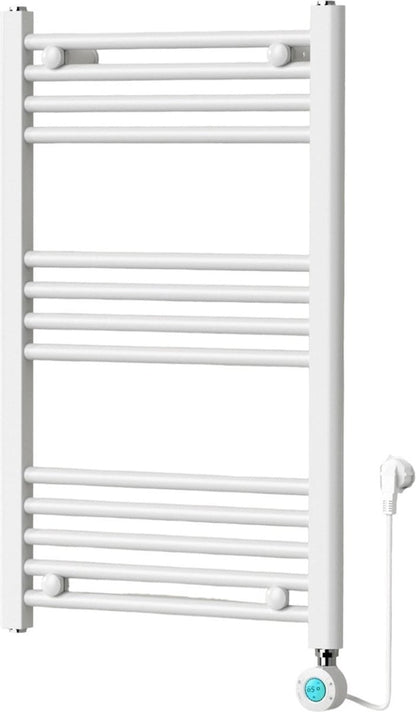 Radiateur sèche-serviettes électrique avec thermostat digital - Radiateur Salle de bain - 800 × 500 mm - Blanc mat - 300 watts