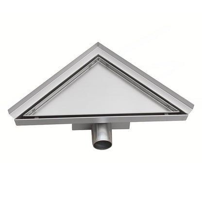 Caniveau de douche d'angle 20 x 28 x 8 cm en acier inoxydable