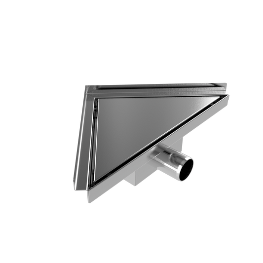 Caniveau de douche d'angle 20 x 28 x 8 cm en acier inoxydable
