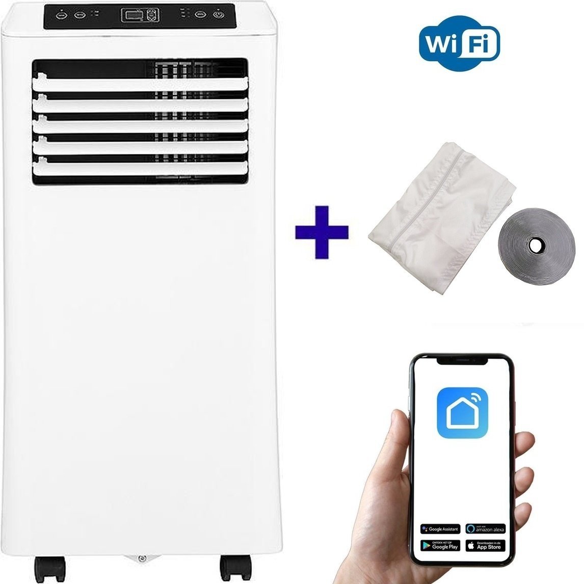 Climatiseur mobile Wifi déshumidifier et ventiler avec joint de fenêtre et purificateur d'air 9000btu
