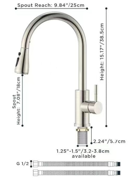 Robinet de cuisine Nurion argenté avec bec